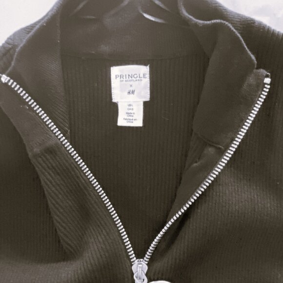 Pringle of Scotland x HM - Ribbed, Maxi, Front Split, Black/White Dress - Size L - Picture 6 of 8